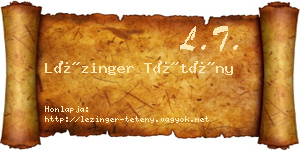 Lézinger Tétény névjegykártya